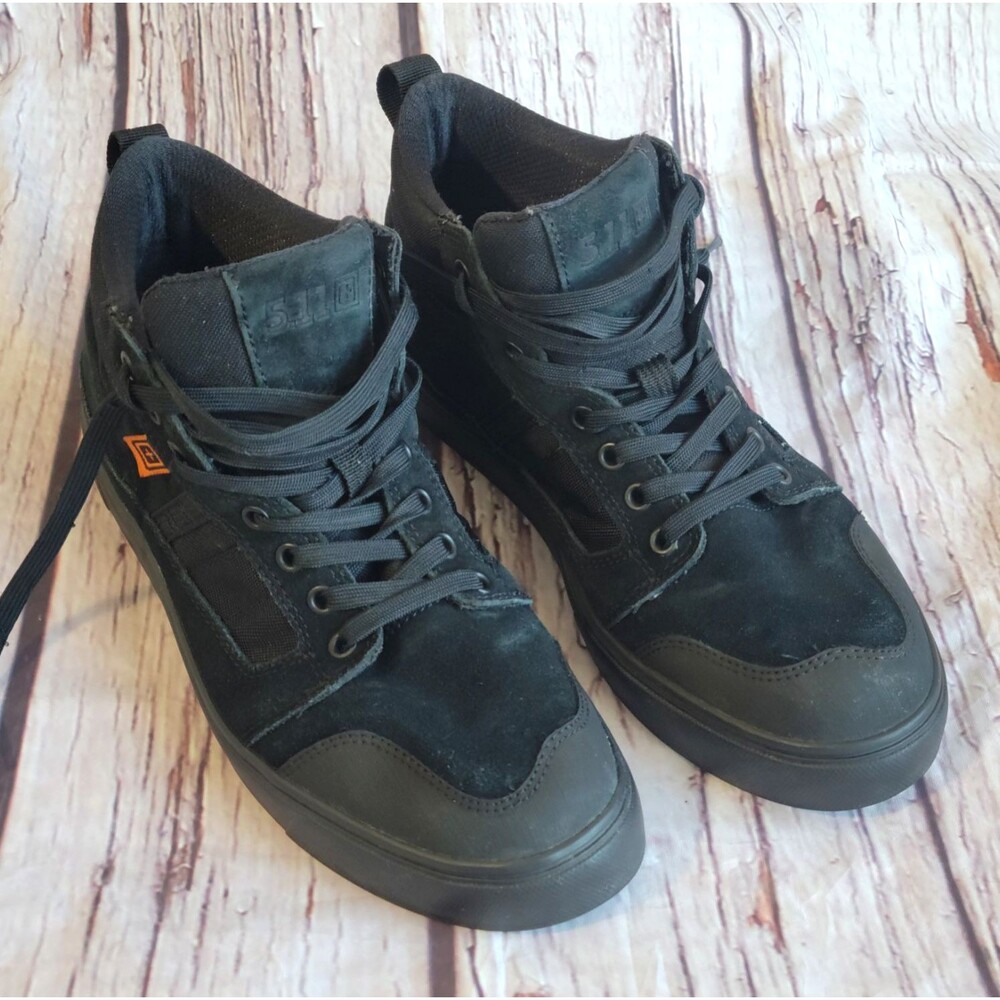 5.11 Tactical Norris Sneakers Black 10 High Top Mens Suede Upper Law Police - Picture 2 of 7